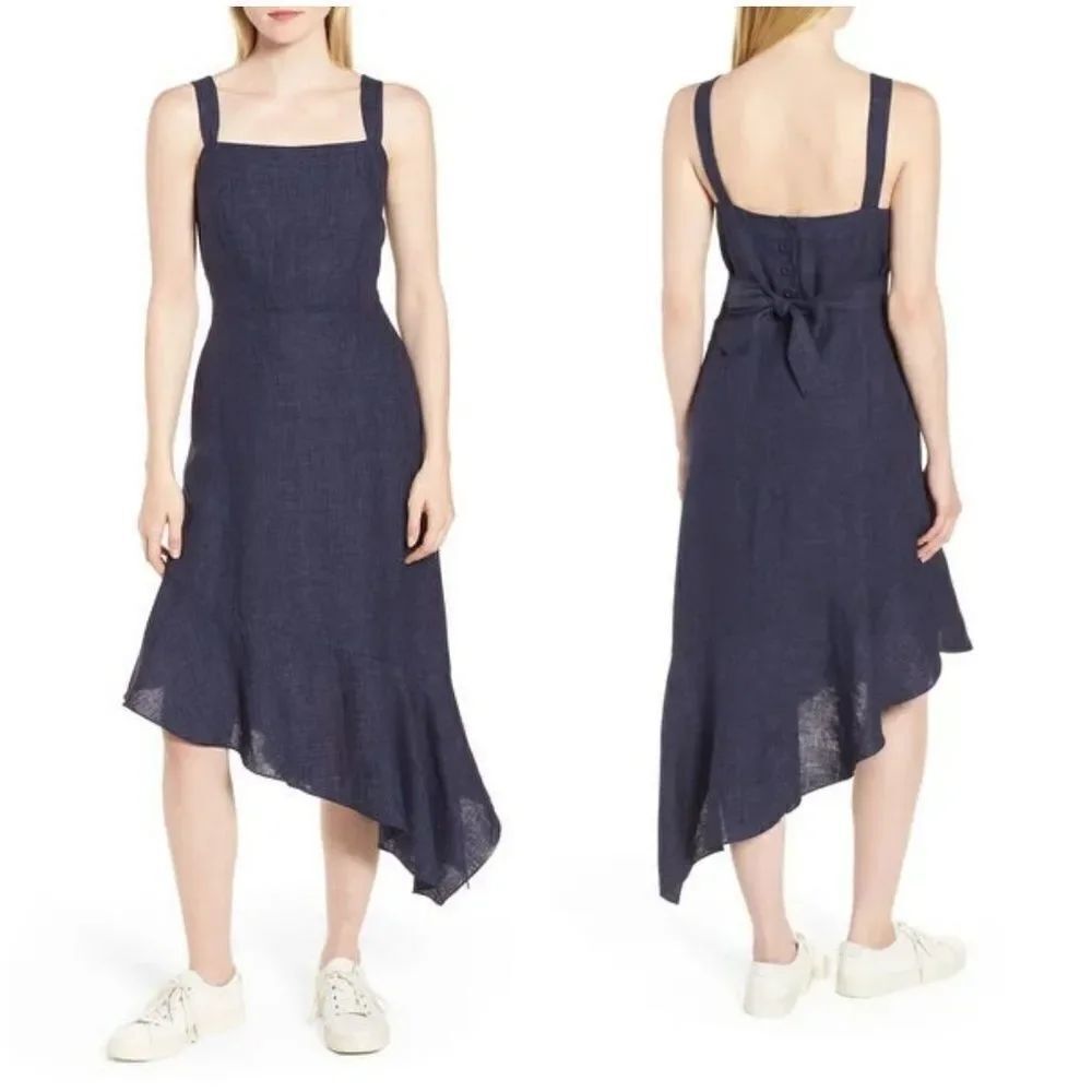 Nordstrom Signature Blue Linen Dress sz XL